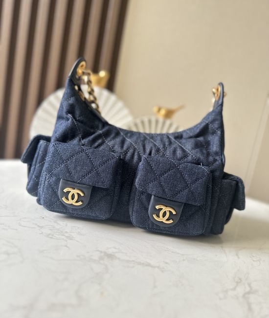Chanel Denim Shoulder Bag with Pockets AS3310