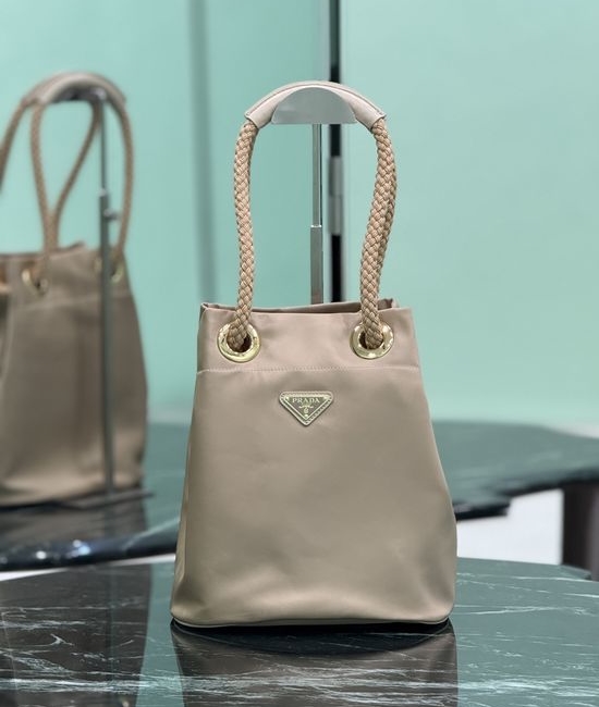 Prada Re-Nylon Leather Bucket Bag 1BE082