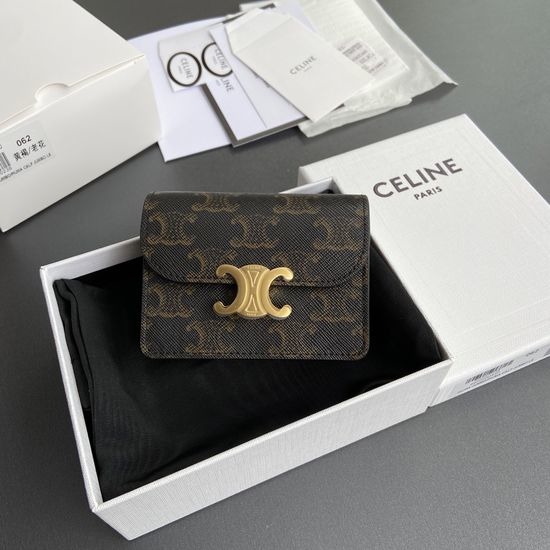 Celine TRIOMPHE Signature Leather Card Holder 10N 062