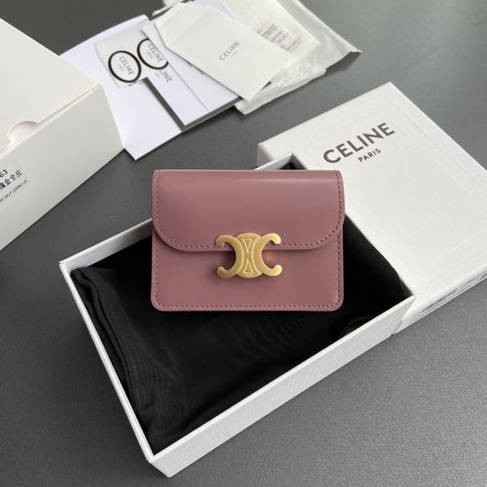 Celine Triomphe Glazed Leather Card Holder 10N 063