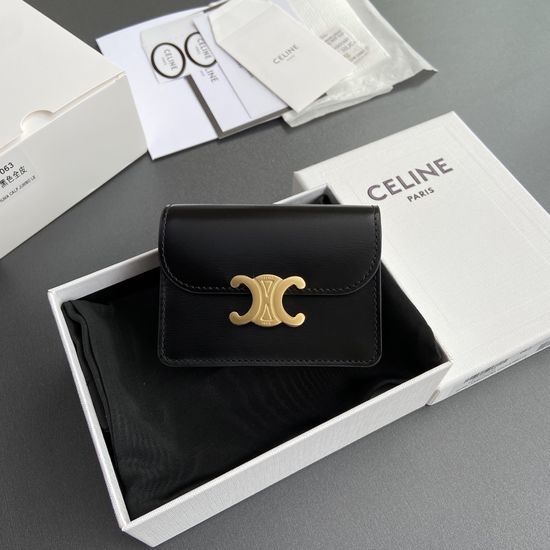 Celine Triomphe Shiny Calfskin Card Holder 10N 063