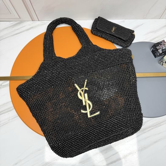 Yves Saint Laurent YSL ICARE Woven Raffia Tote 11890