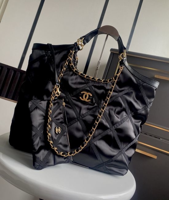 Chanel Nylon Quilted Chain Shopping Tote As2993