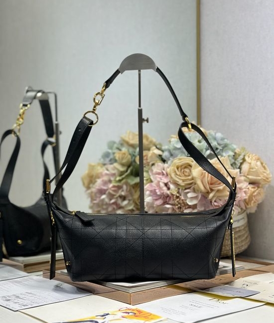 Christian Dior CD D-Journey Black Leather Handbag 2416