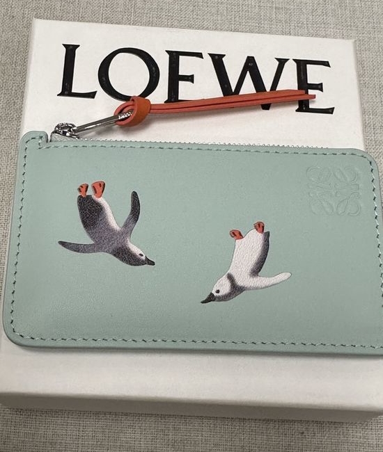 Loewe Penguin Embossed Leather Card Holder A11