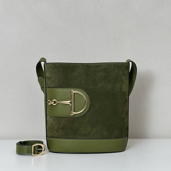 Gucci Tote Bag Suede Green 833660