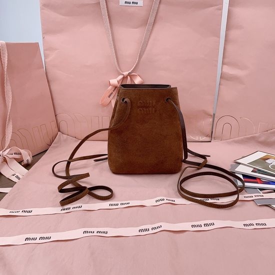 Miu Miu Suede Mini Bucket Bag 5NF460