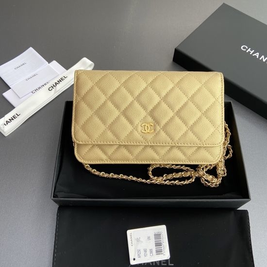Chanel Shoulder Bag Gold Grain Leather AP0250