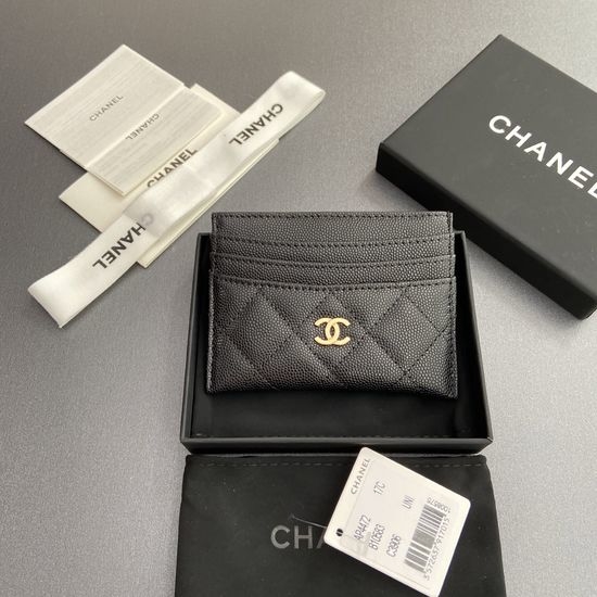 Chanel Black Grained Leather Wallet AP4472