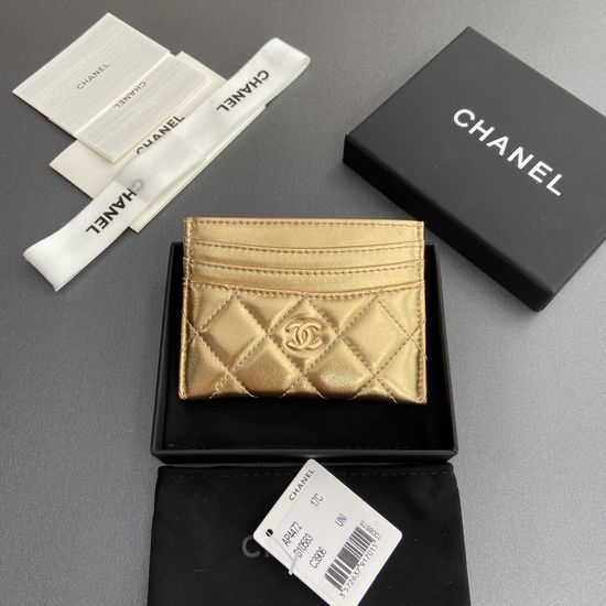 Chanel Gold Lambskin Leather Wallet AP4472