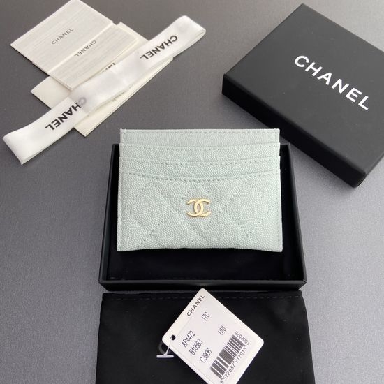 Chanel Light Blue Textured Leather Wallet AP4472