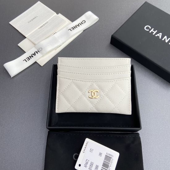 Chanel White Textured Leather Wallet AP4472