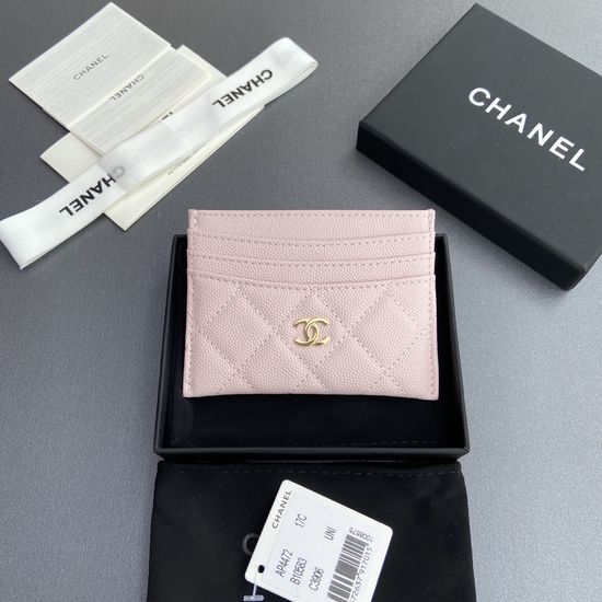 Chanel Light Pink Textured Leather Wallet AP4472