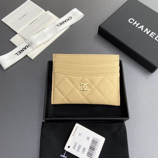 Chanel Beige Textured Leather Wallet AP4472