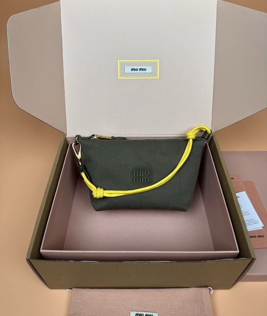 Miu Miu Nappa Gabardine Texture Pouch Green 5NE841