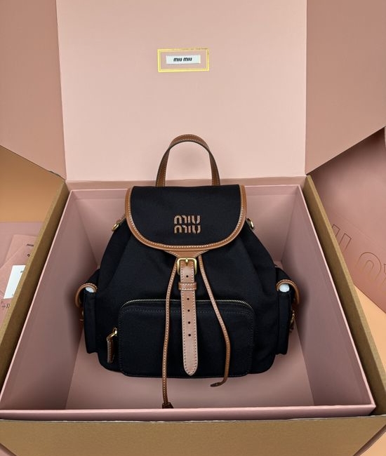 Miu Miu Canvas and Leather Backpack 5BZ042