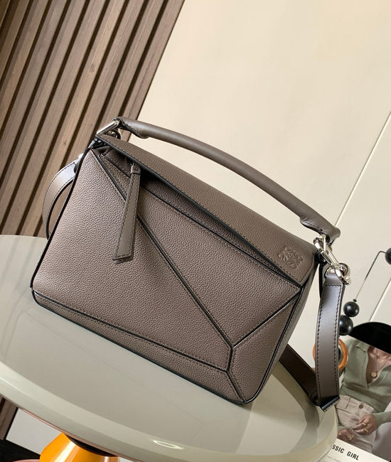 Loewe Puzzle Leather Handbag 9005 Taupe with Leather Trim