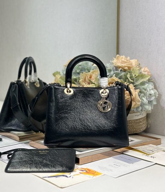 Christian Dior CD Christian Dior CDToujours Black Crinkled Medium Handbag 1188