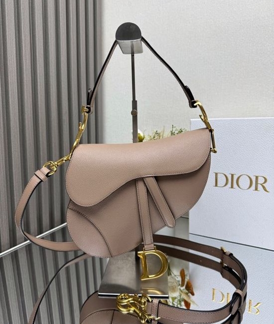 Christian Dior CD Saddle Bag Taupe Epsom Leather 93271