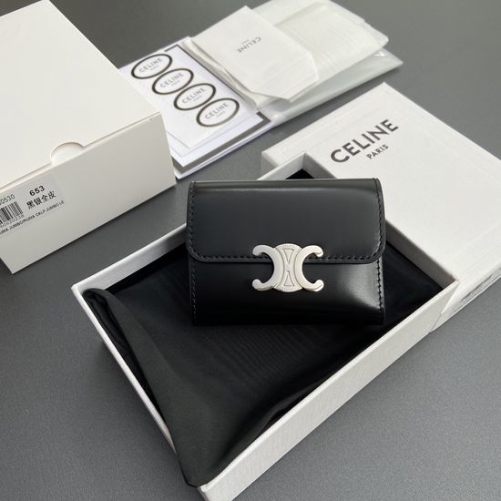 Celine TRIOMPHE Shiny Leather Short Wallet 10L653