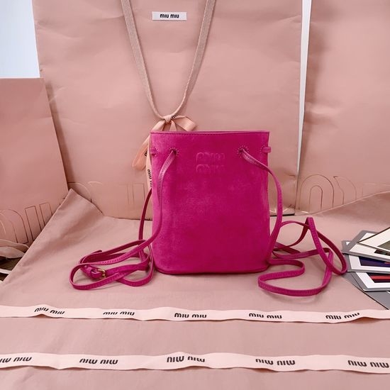Miu Miu Suede Mini Bucket Crossbody Handbag 5NF460