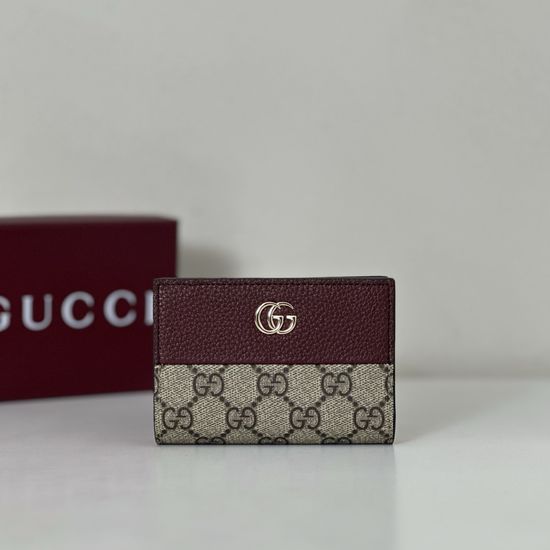Gucci Coffee Burgundy Leather Coin Purse 841360