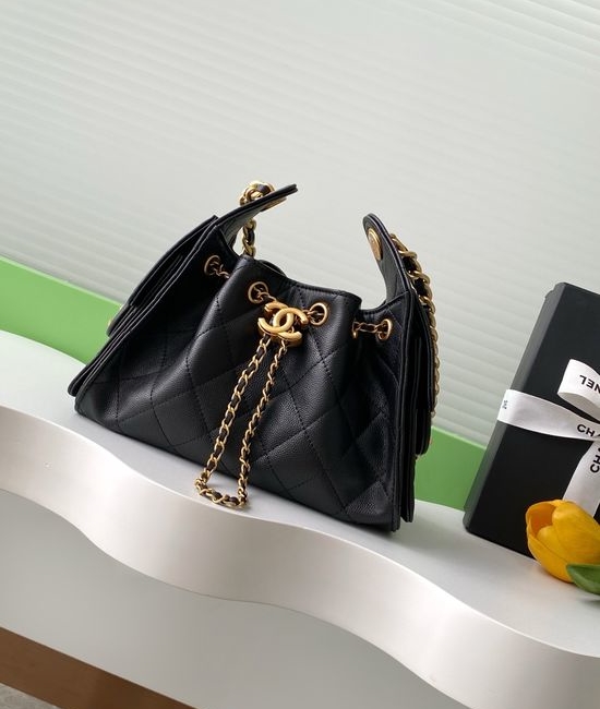Chanel Hobo Quilted Drawstring Bucket Bag AS5631