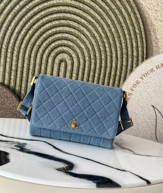 Chanel Vintage Denim Quilted Shoulder Bag 3350