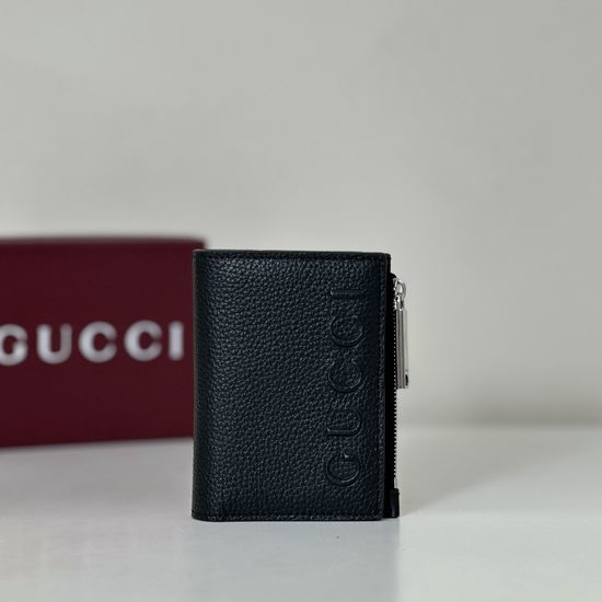 Gucci Wallet Black Litchi Grain 835076