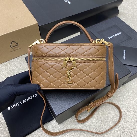 Yves Saint Laurent YSL Clutch Bag Brown Lambskin 766731