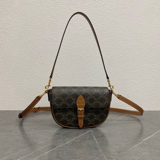 Celine Folco Saddle Bag Classic Printed Leather 122652