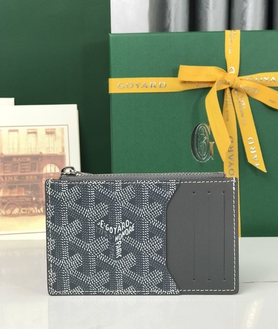 Goyard Bourbon Canvas Leather Zip Card Holder 020244