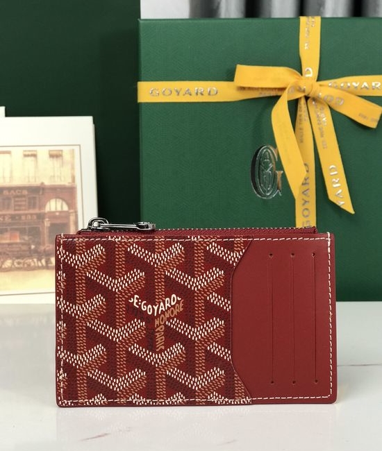 Goyard Bourbon Canvas Leather Zip Card Holder 020244