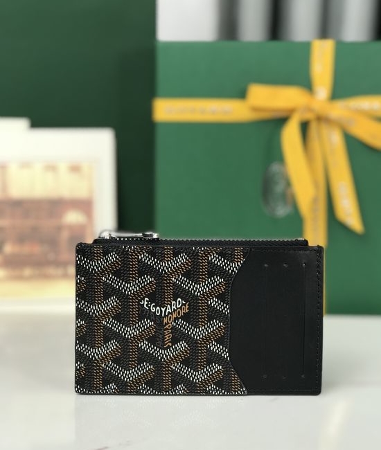 Goyard Bourbon Canvas Leather Zip Card Holder 020244
