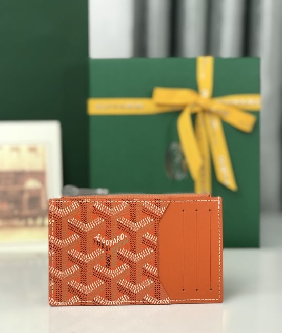 Goyard Bourbon Canvas Leather Zip Card Holder 020244
