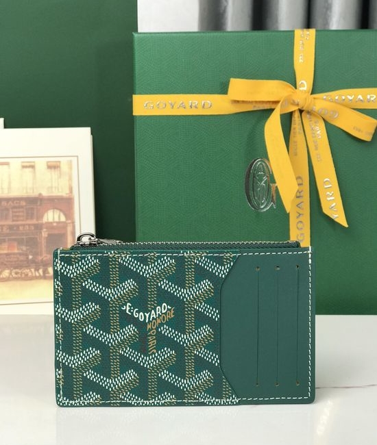 Goyard Bourbon Canvas Leather Zip Card Holder 020244