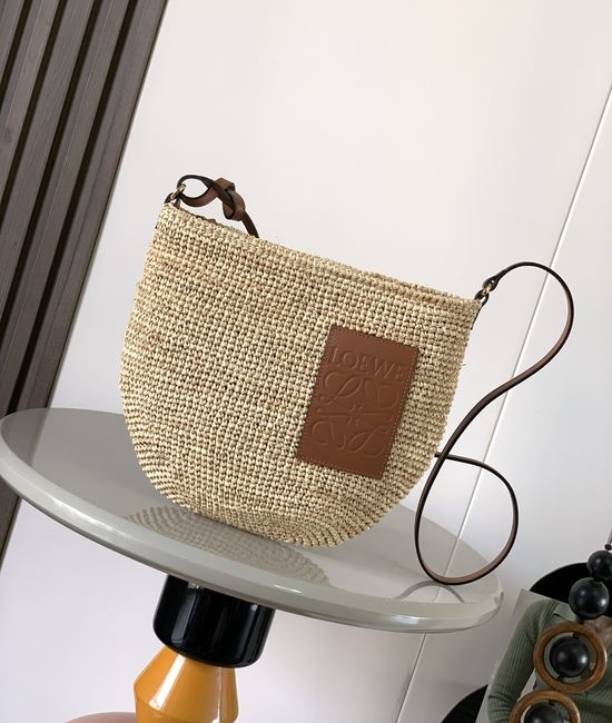 Loewe Slit Pochette Raffia And Leather Crossbody Bag 8025