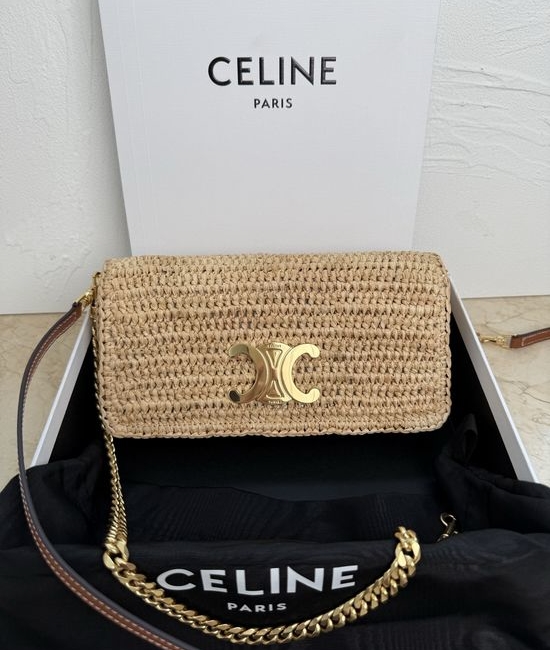 Celine Multi Pochette Triomphe Straw Leather Bag 10L972
