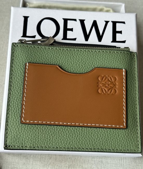 Loewe Black Rosemary Green Card Holder A02
