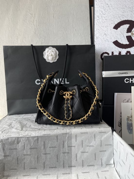 Chanel Hobo Quilted Leather Drawstring Bucket Bag AS5631