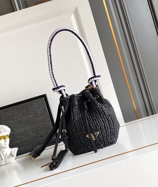 Prada Woven Bucket Bag Handwoven 1BE068