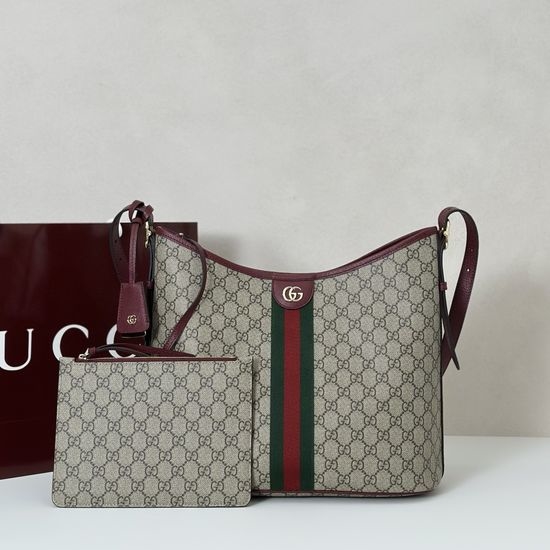 Gucci Coated Canvas Coffee Red Bag 836871