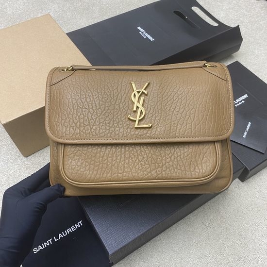 Yves Saint Laurent YSL Niki Elephant Grain Flap Handbag 633178