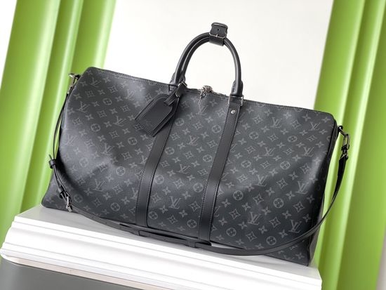 Louis Vuitton LV KEEPALL Black Monogram Travel Bag M40605