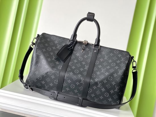 Louis Vuitton LV KEEPALL Black Monogram Travel Bag M40569