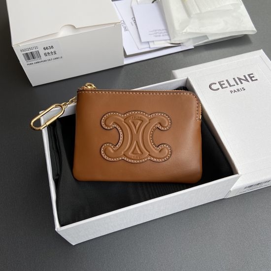 Celine Triomphe Smooth Leather Zip Card Holder 10C663