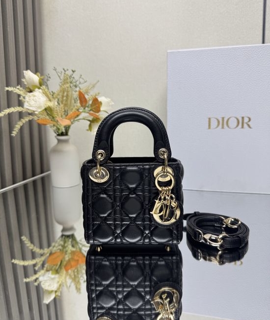 Christian Dior CD Lady Christian Dior CD Mini Cannage Lambskin Bag