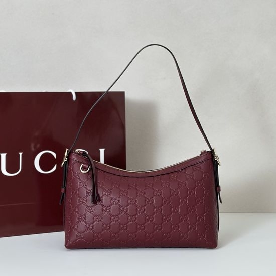 Gucci Handbag Burgundy Embossed 847449