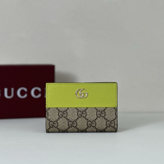 Gucci Coffee Light Green Leather Wallet 841360