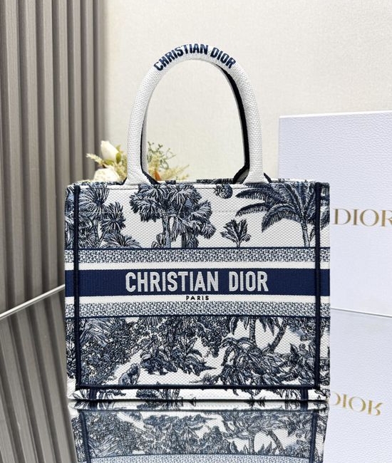 Christian Dior CD New Coconut Tree Dark Blue Shopping Bag 11914